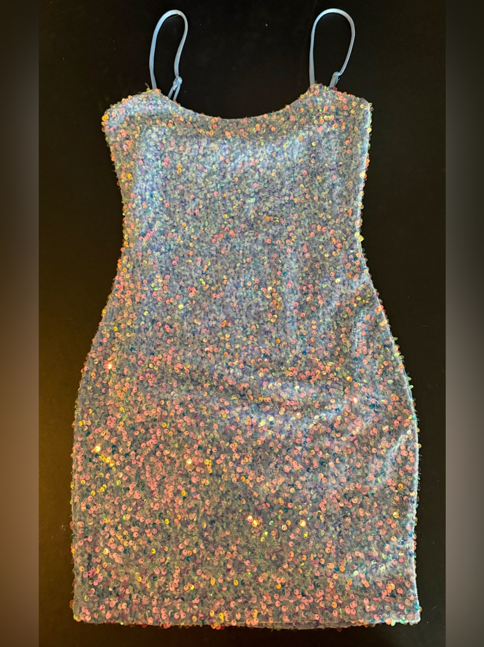 VELVI Iridescent Sparkle Sequin Slip Mini Dress Size XS